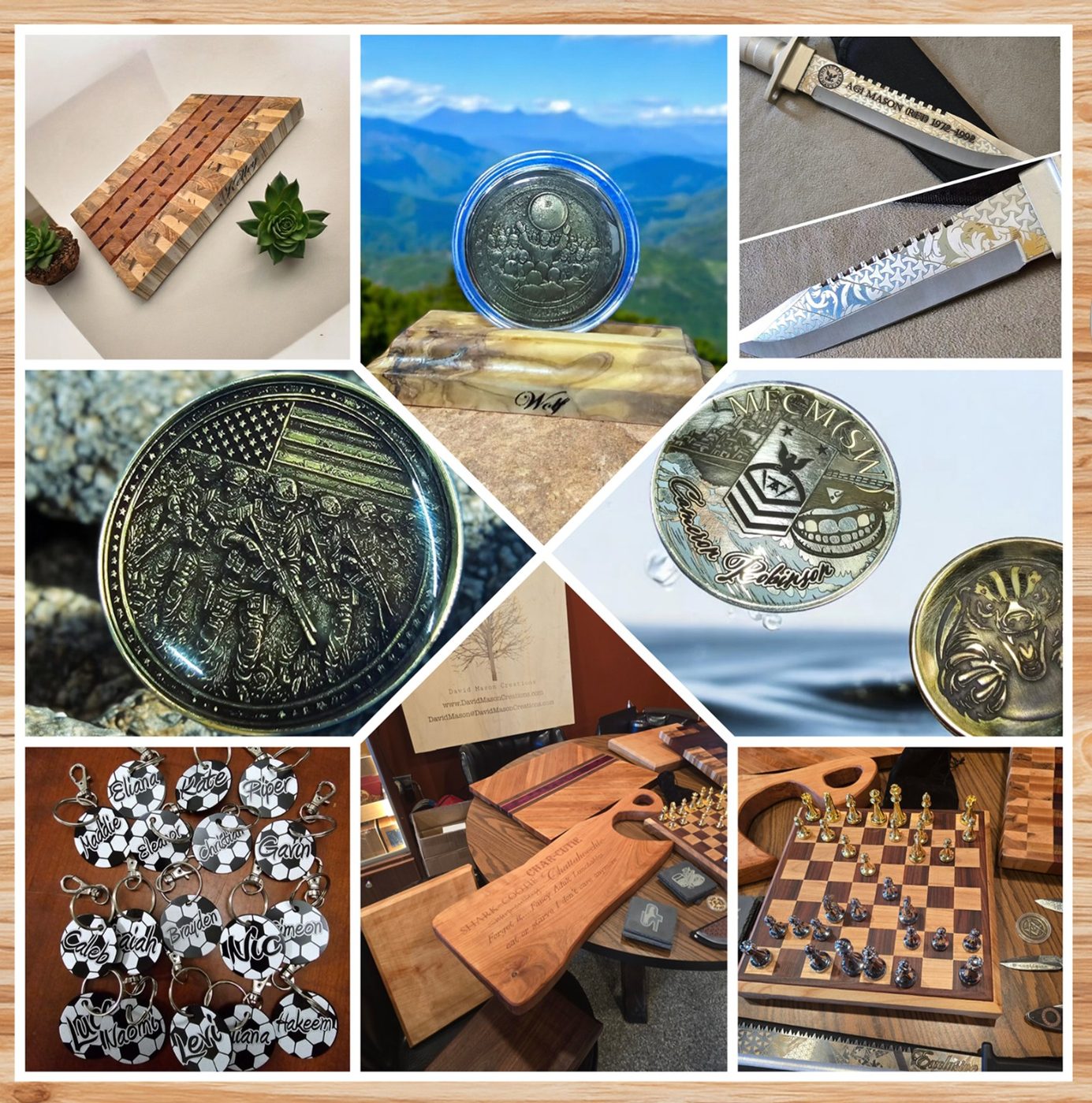 Collage of David Mason Creations work